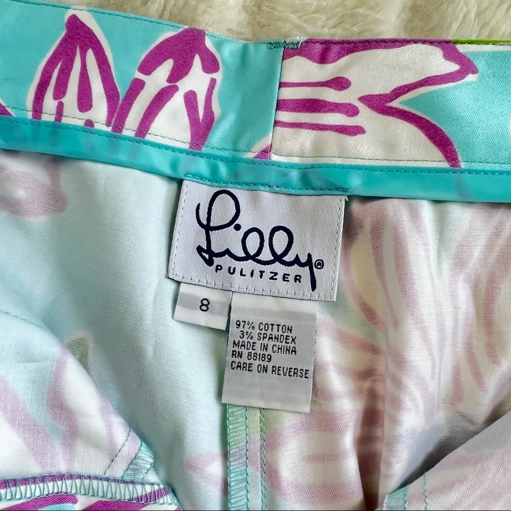 LILLY PULITZER bright floral vintage white label pants in To Paulie print - Picture 7 of 7